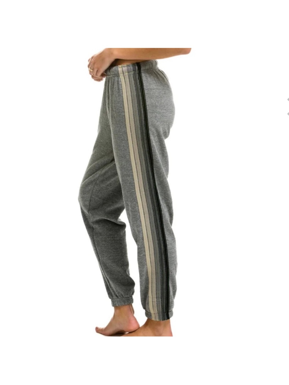 Aviator Nation 5 STRIPE SWEATPANTS - HEATHER GREY // GREY